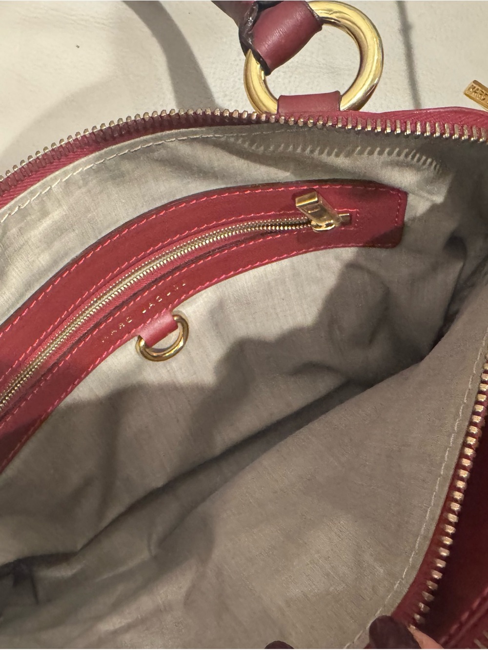 Marc Jacobs Deep Burgundy Leather Blake Satchel with Gold Hardware - Picture 12 of 13